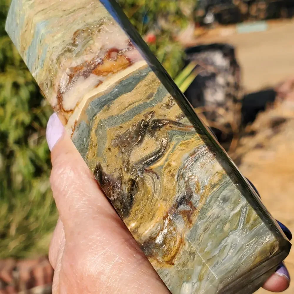 Ocean Jasper Green Sea Crystal Tower Point 320 grams